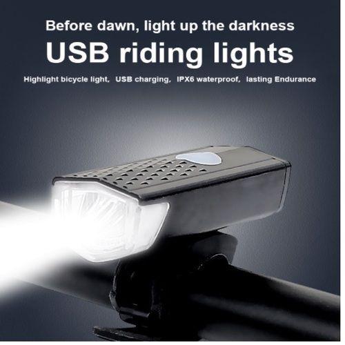 Luz Linterna LED Para Bicicleta Recargable USB Frontal Luz Bici Básica-2