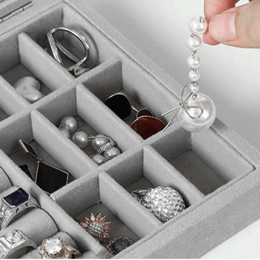 Caja Presentación para Exhibir Anillos y Joyas Elegante Terciopelo y Cristal caja exibidora-2