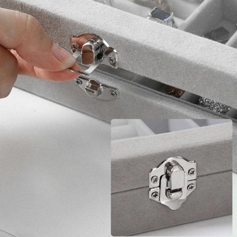 Caja Presentación para Exhibir Anillos y Joyas Elegante Terciopelo y Cristal caja exibidora-3