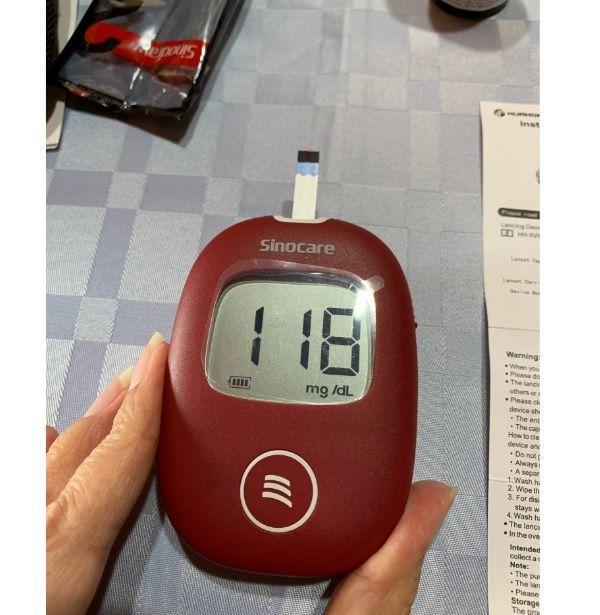 Glucómetro digital medidor de glucosa en sangre para diabetes prueba de azúcar hemoglobina Rojo-5