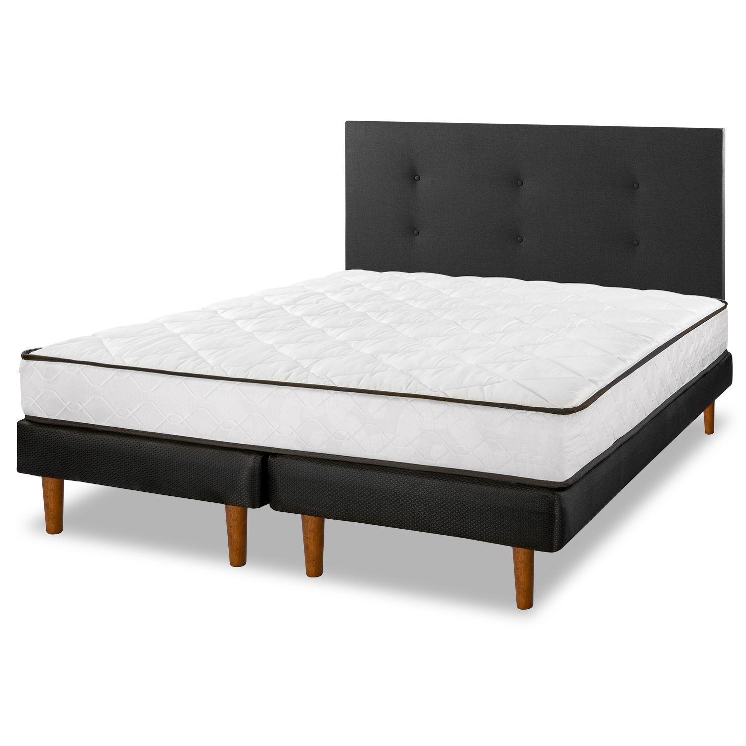 Cama Europea New Simple 2 Plazas Base Dividida + Respaldo Royal -0