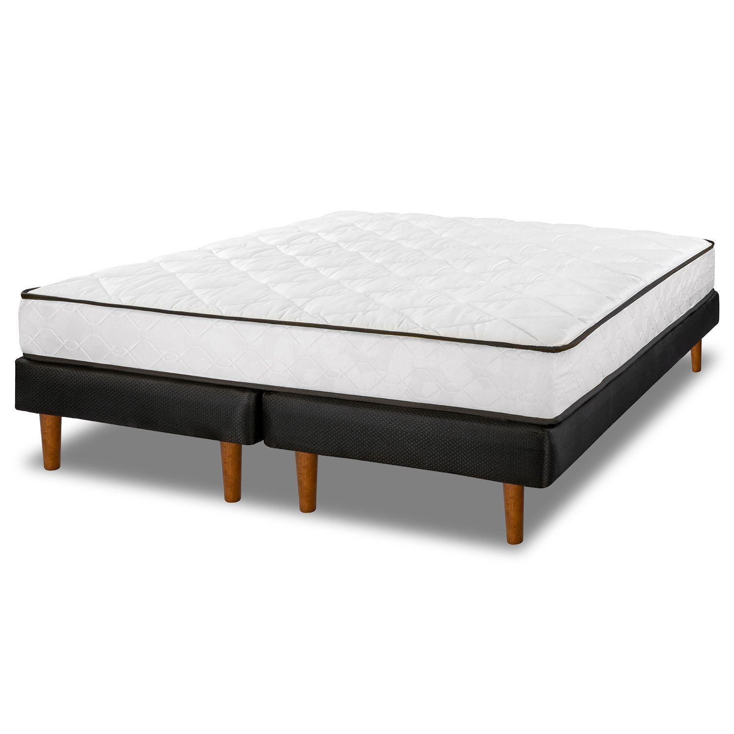 Cama Europea New Simple 2 Plazas Base Dividida + Respaldo Royal -1