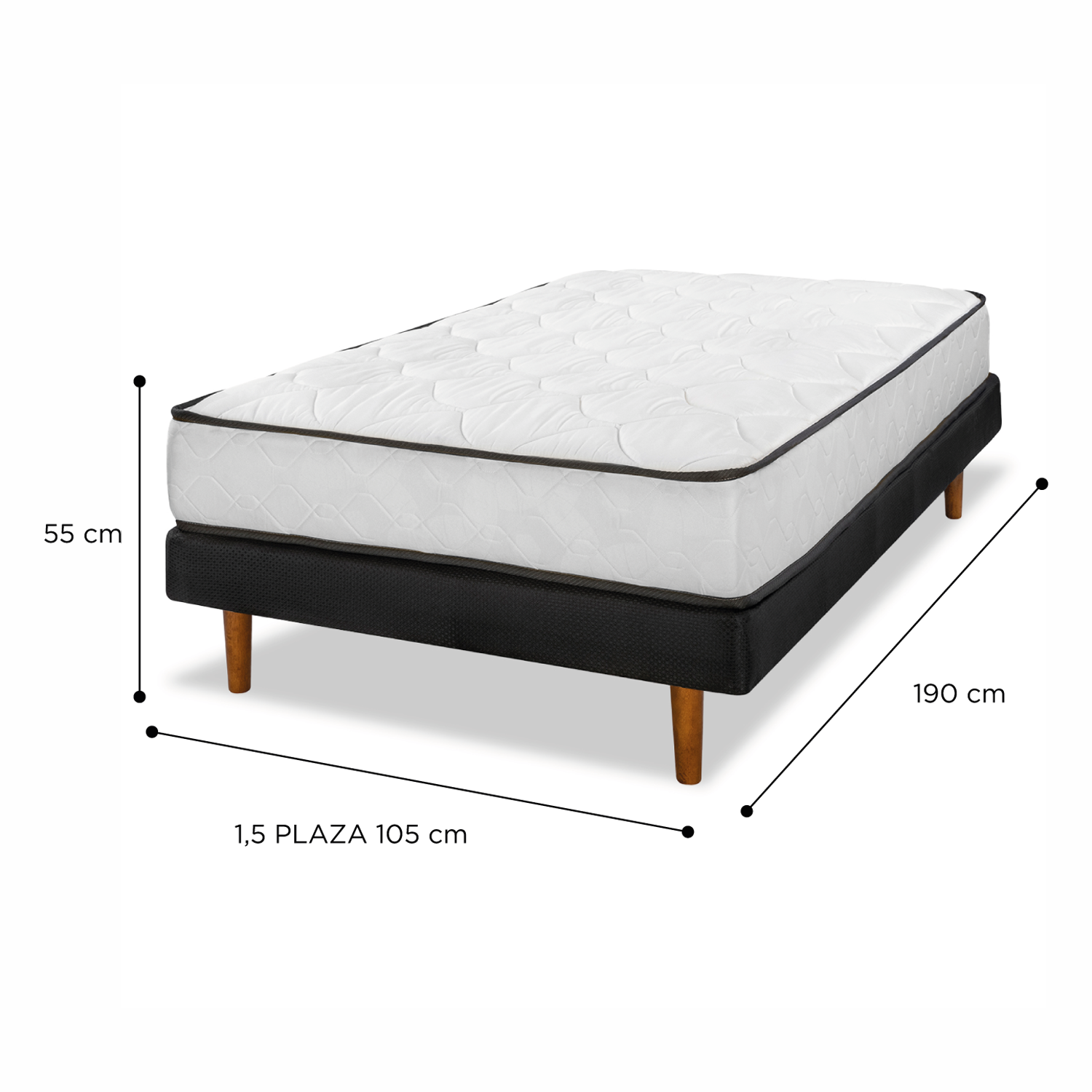 Cama Europea New Simple 1.5 ¨Plazas + Respaldo Royal -2