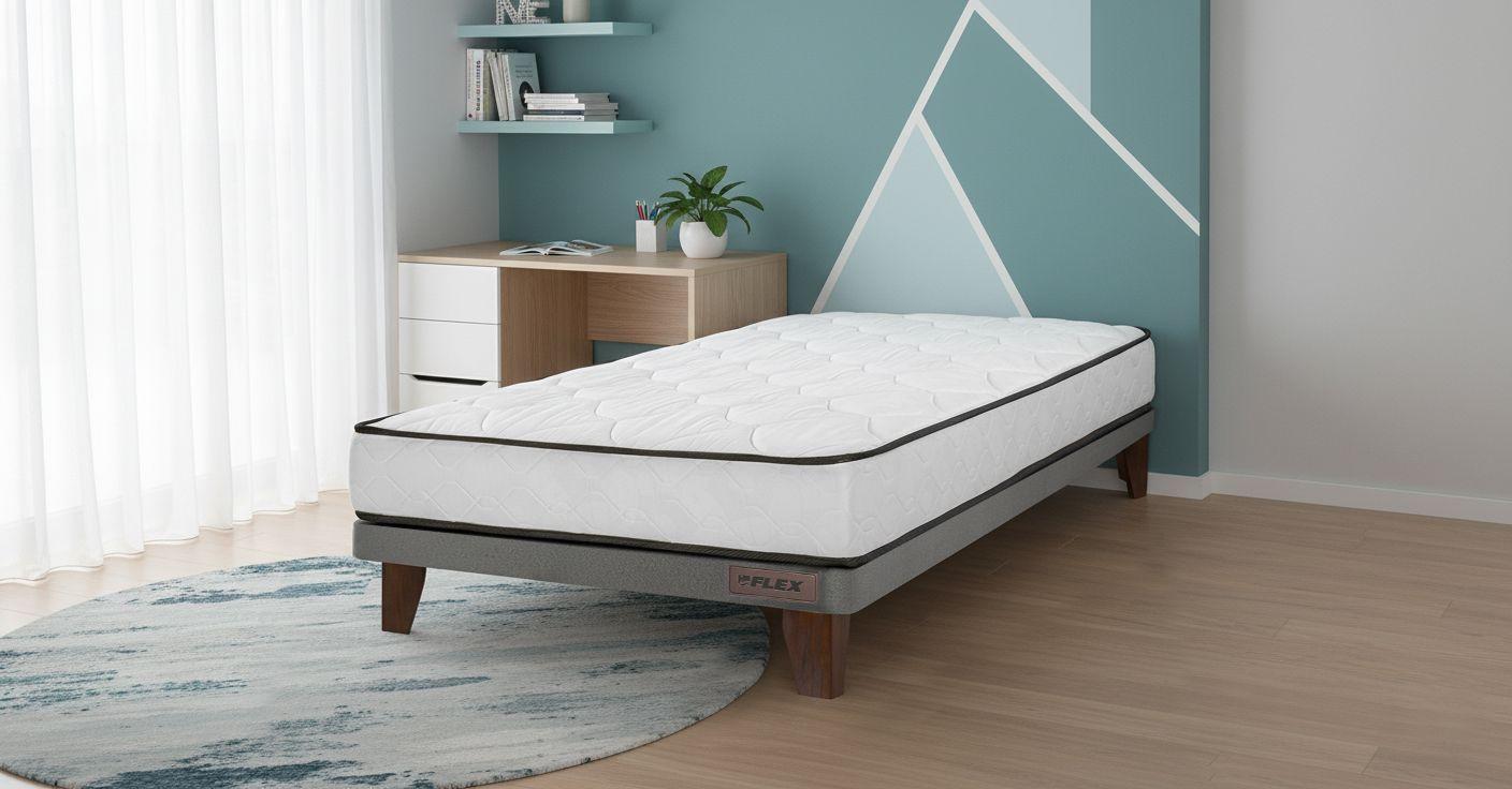 Cama Europea New Simple 1.5 Plazas Flat Gris-2