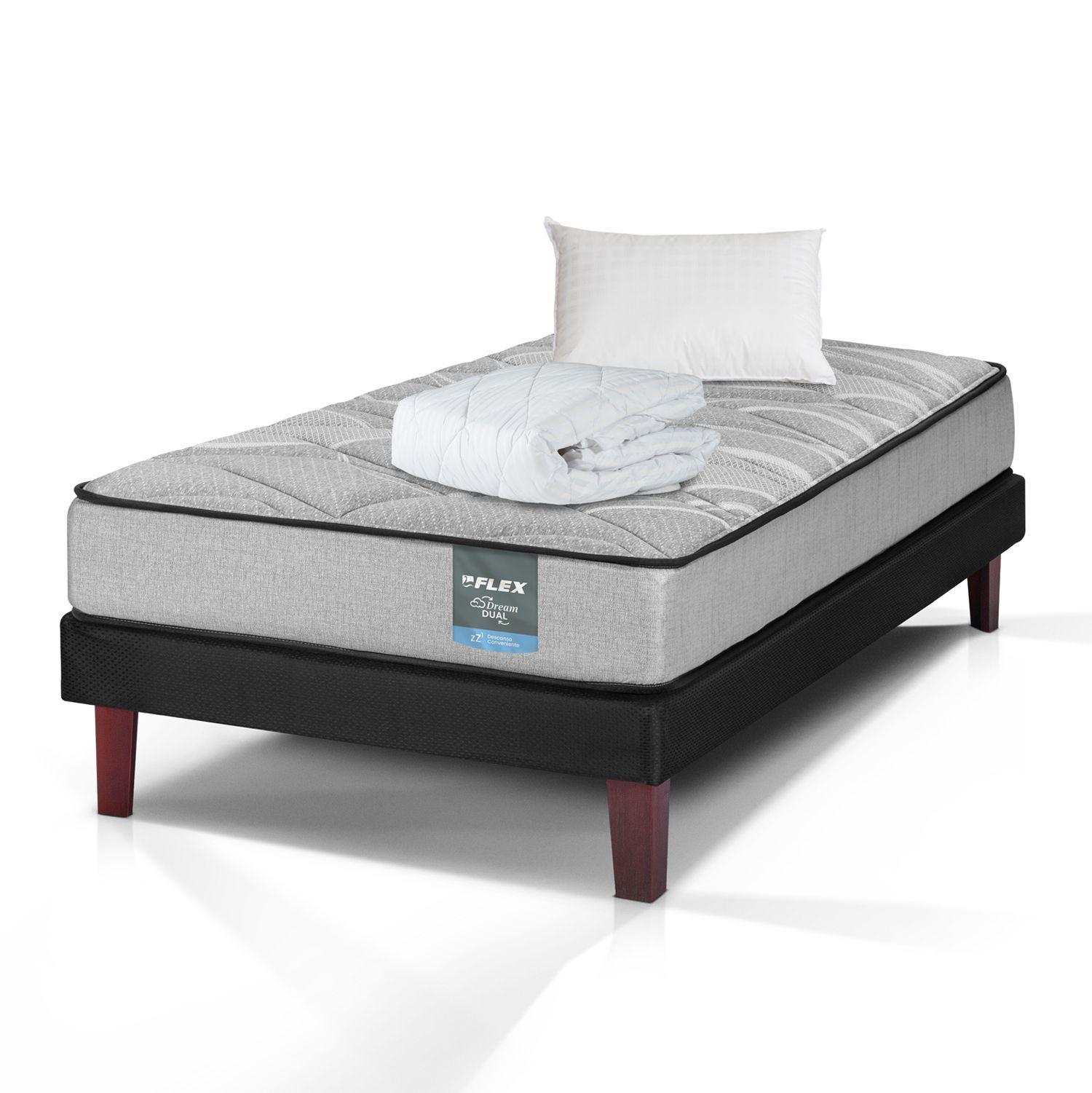 Cama Europea Dream Dual 1.5 Plazas 105x190 + Almohada Policotton + CubreColchón Basico Flex-1