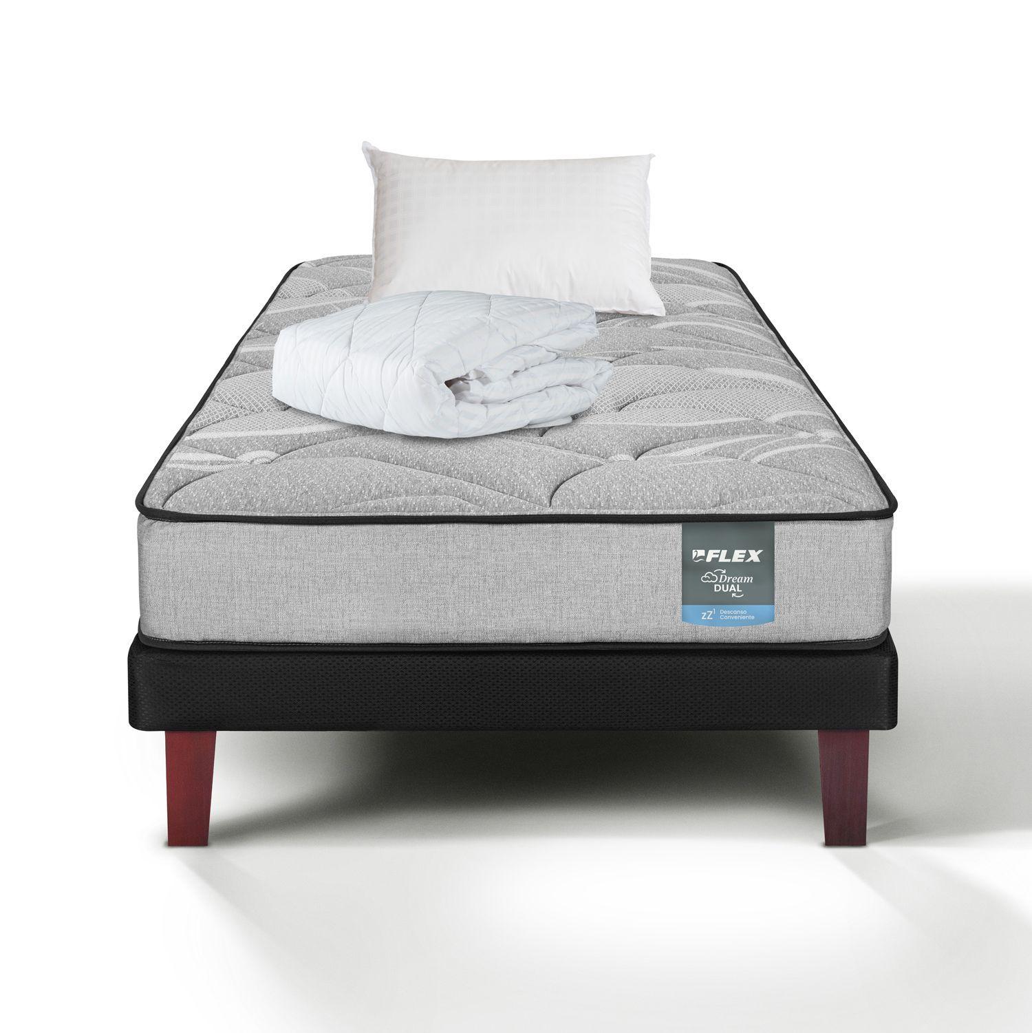 Cama Europea Dream Dual 1.5 Plazas 105x190 + Almohada Policotton + CubreColchón Basico Flex-2