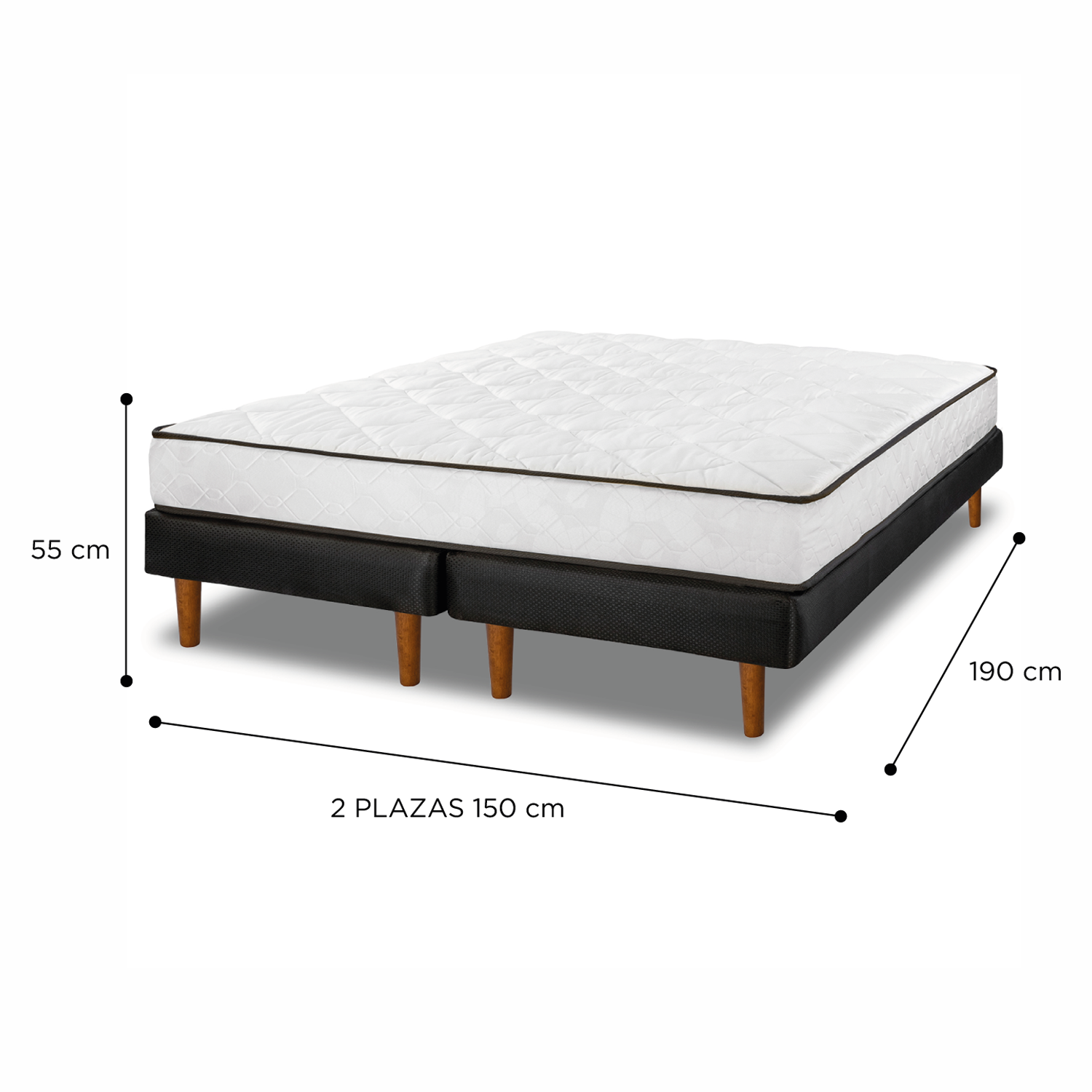 Cama Europea New Simple 2 Plazas Base Dividida -2