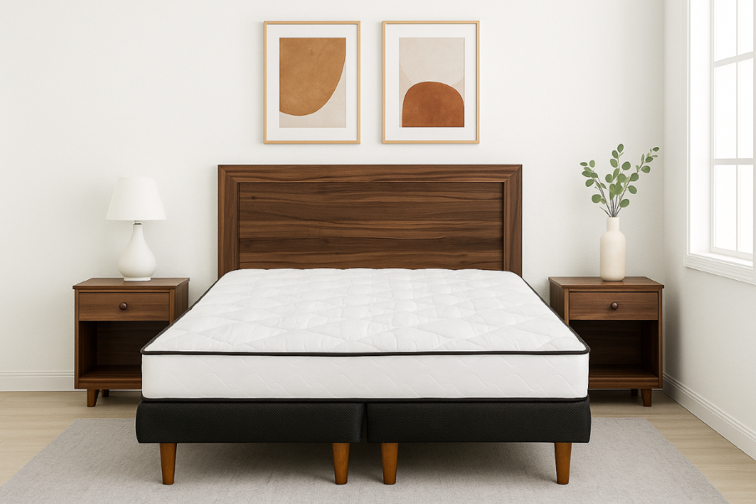Cama Europea New Simple 2 Plazas Base Dividida + Set Asturias -4