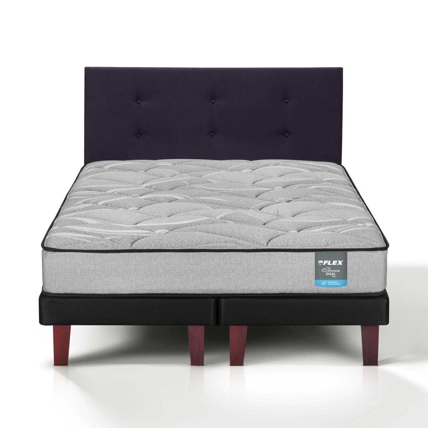 Cama Europea Dream Dual 2 Plazas 150x190 + Respaldo Royal Negro Flex-2