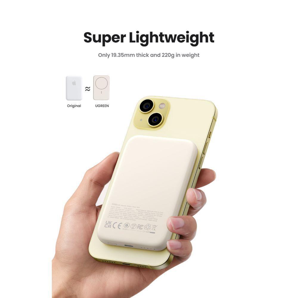 Batería Portátil Magnética 10.000Mah Mini Carga Inalámbrica 20W Blanco Ugreen Pb561-1