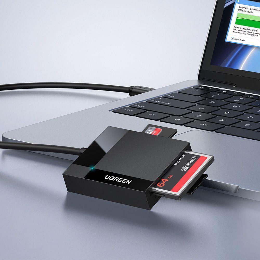 Lector Multi-Tarjeta de Memoria USB-A 3.0 4 en 1 (SD/MicroSD/CF/MS) 50cm Negro CR125-2