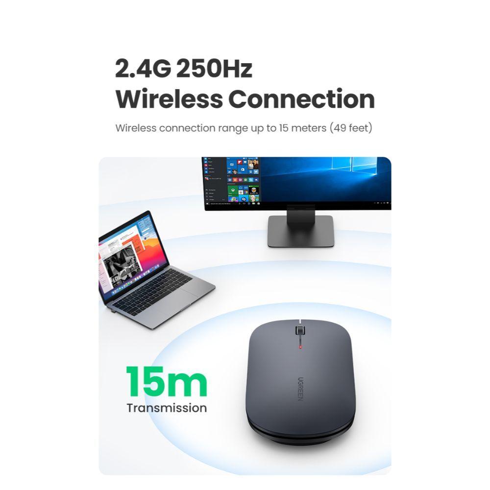 Mouse Inalámbrico Silencioso Ultra-Slim Gris Claro UGREEN MU001-2