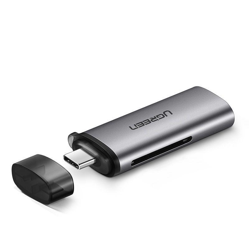 Lector 2en1 Multi-Tarjeta de Memoria USB-C 3.1 SD & MicroSD Aluminio Silver-0