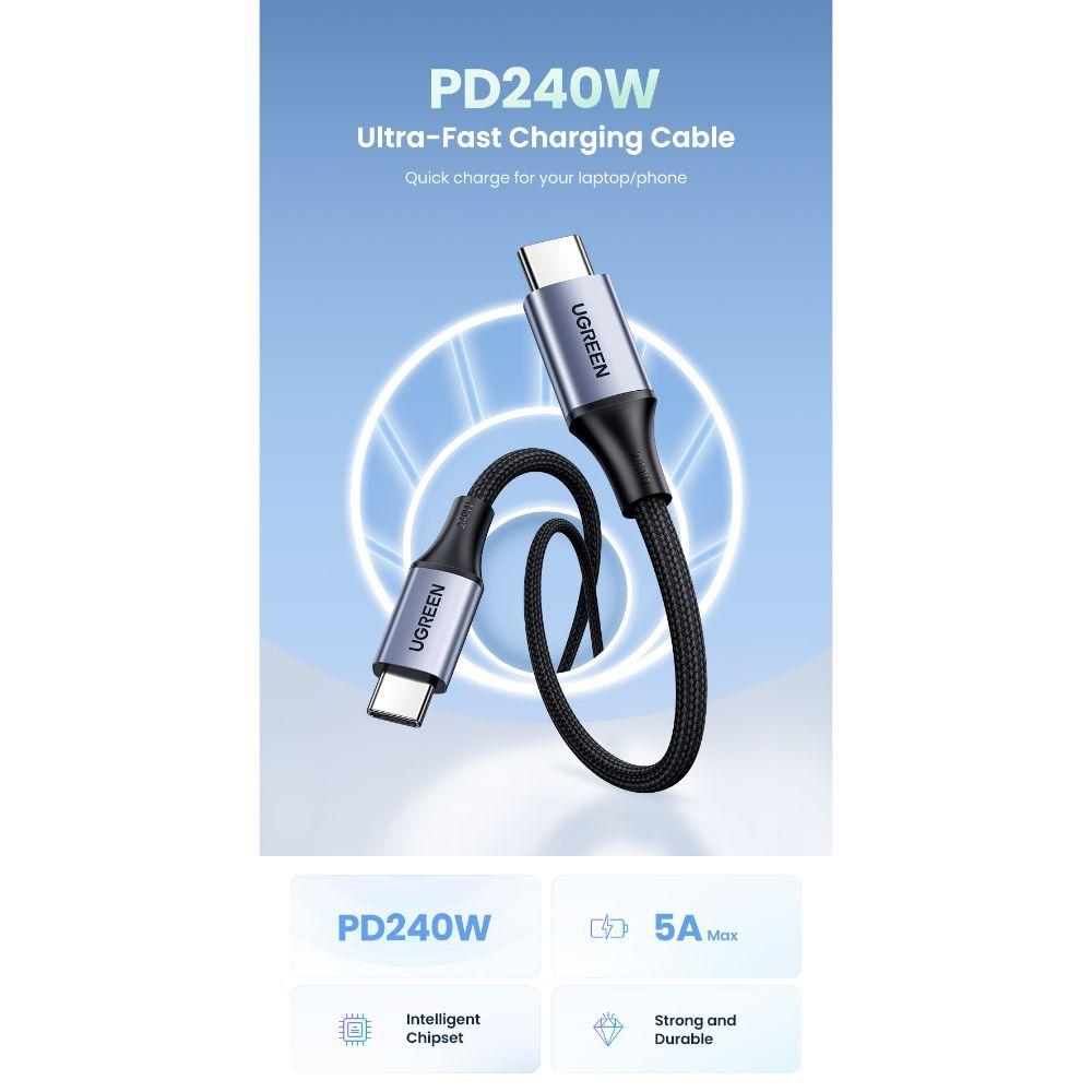 Cable USB-CUSB-C 240W 2M Reforzado Negro Ugreen US535-2