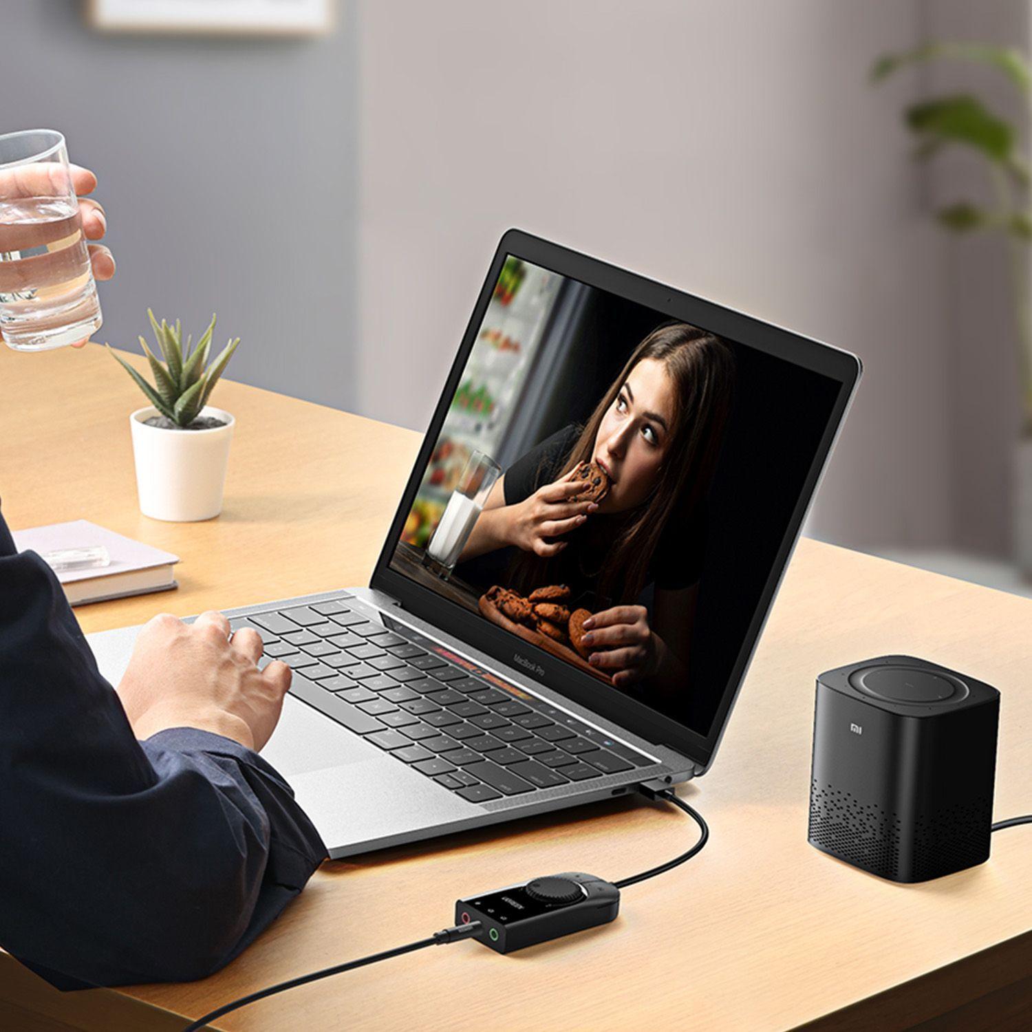 Tarjeta de Sonido Externa 2.0 USB-A con 2 Jacks 3.5mm (Estéreo + Micrófono) + Controles -2