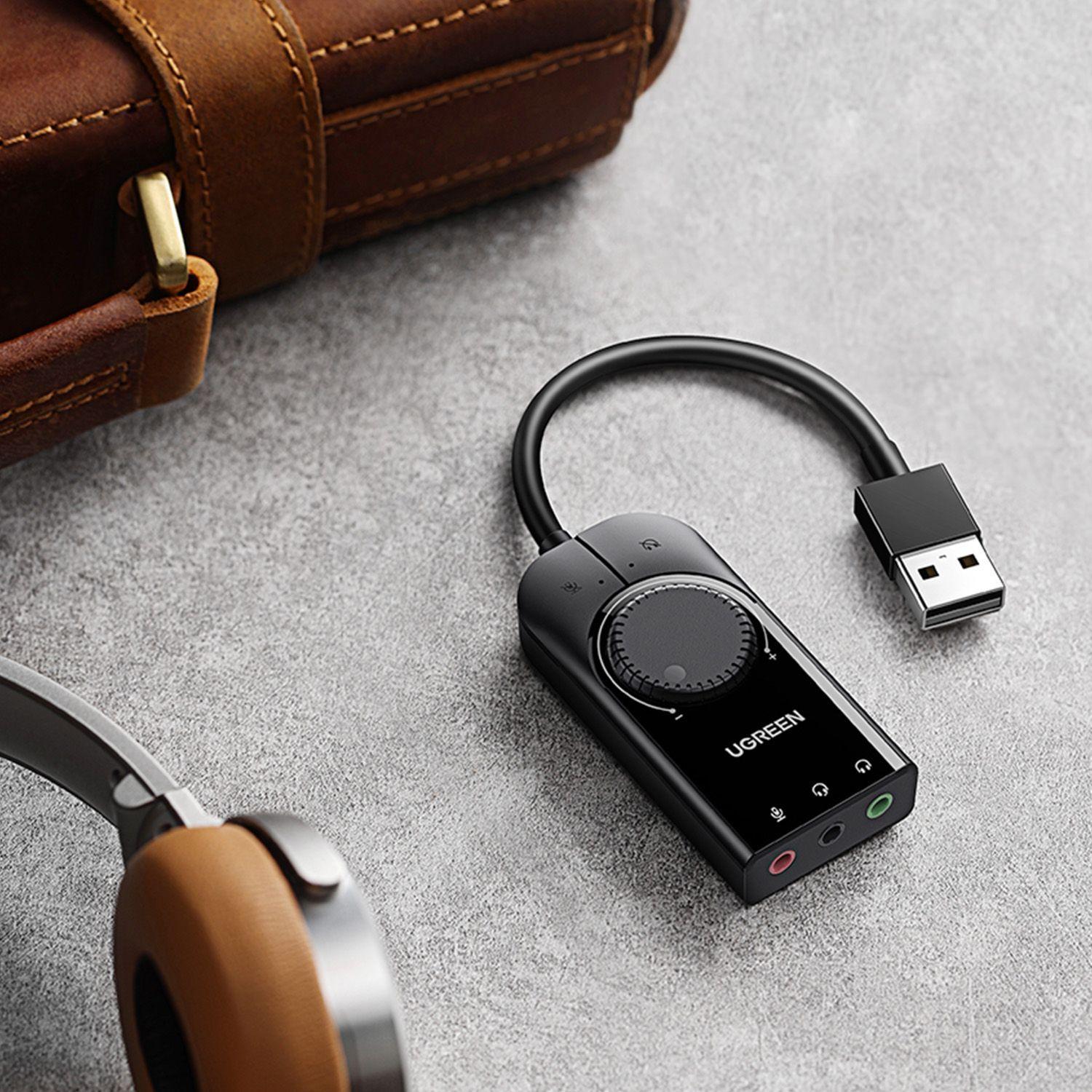 Tarjeta de Sonido Externa 2.0 USB-A con 2 Jacks 3.5mm (Estéreo + Micrófono) + Controles -3