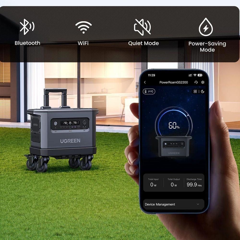 Estación de Energía Portátil 2048Wh con Carga Solar 1200W Máx y Salida AC 2300W x4 GS2200-3