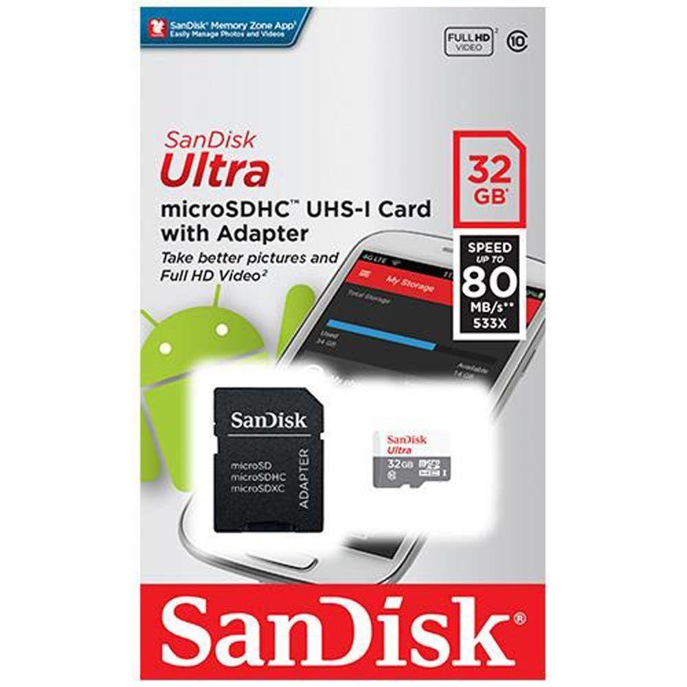 MicroSD SanDisk 32GB Clase 10 100MB/s c/Adaptador-1