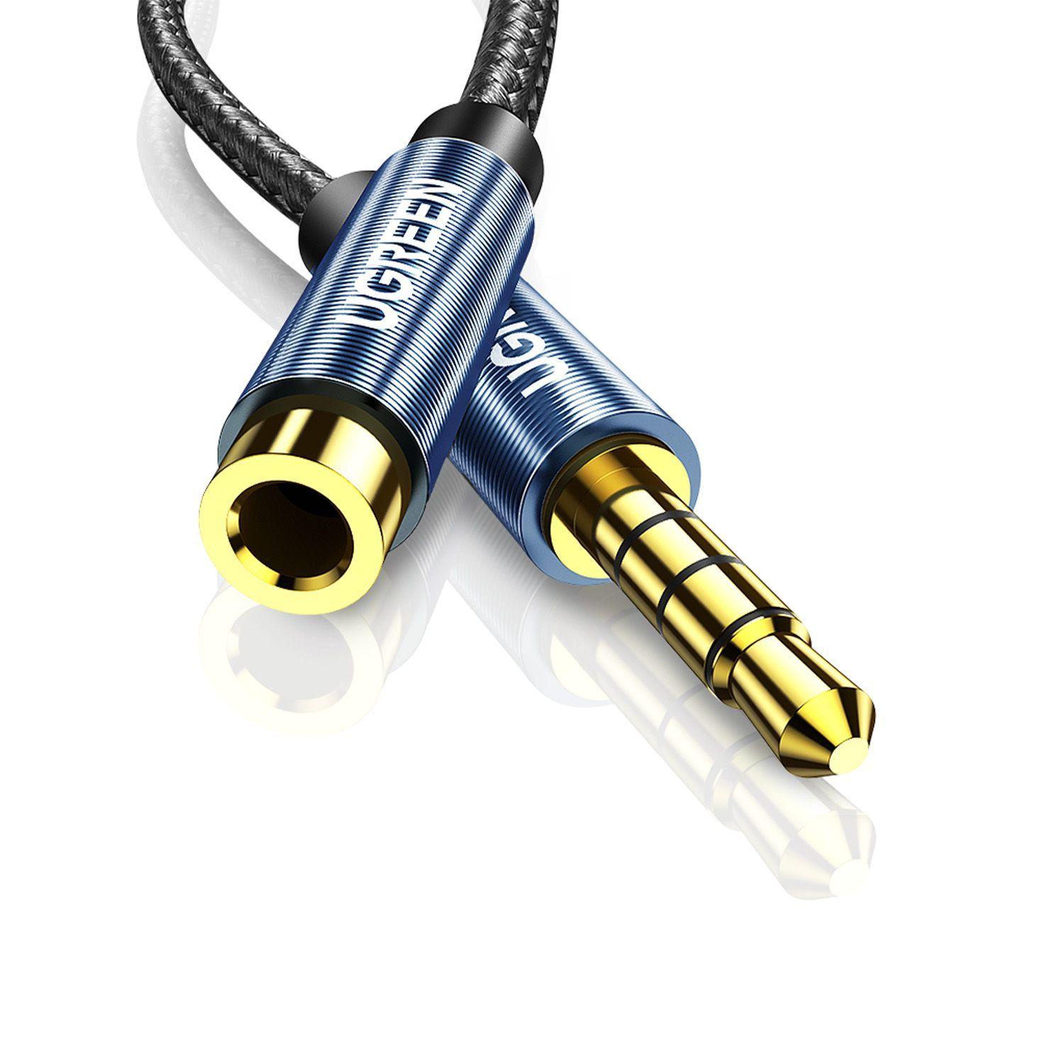 Cable de Extensión Plug a Jack 3.5mm 4 Polos M/H Trenzado 2 Metros Negro-2