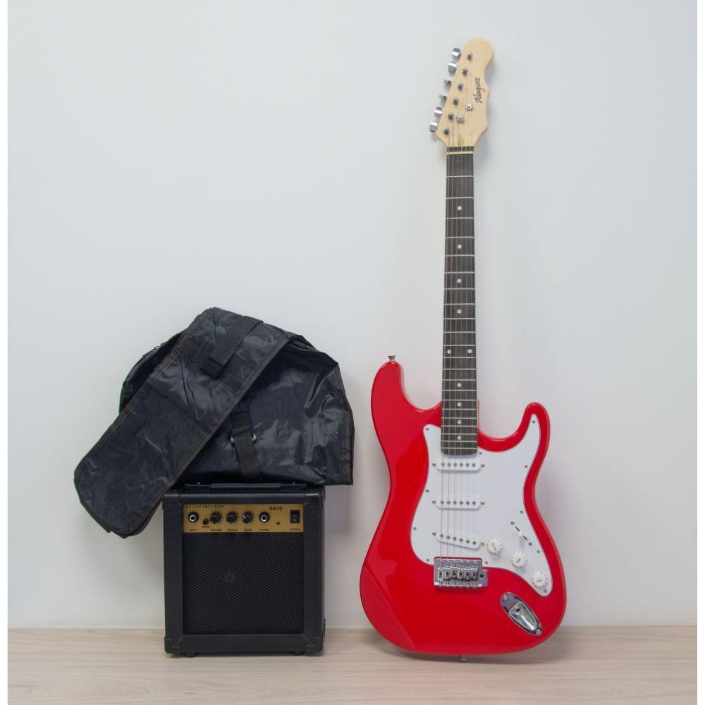 Pack Guitarra Eléctrica Roja Con Amplificador 10W Alaguez-2