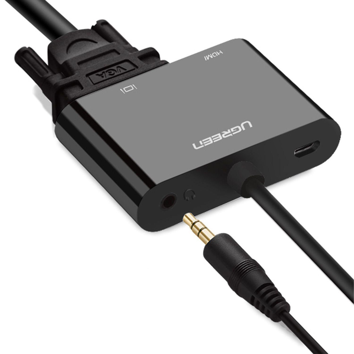 Convertidor HDMI/VGA 1080P@60Hz M/H + Puerto Jack 3.5mm Negro CM101-2