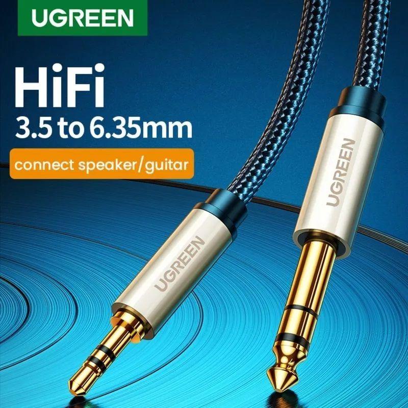 CABLE DE AUDIO JACK 3.5MM/JACK 6.3 ESTEREO M/M 2M NEGRO UGREEN AV127-2