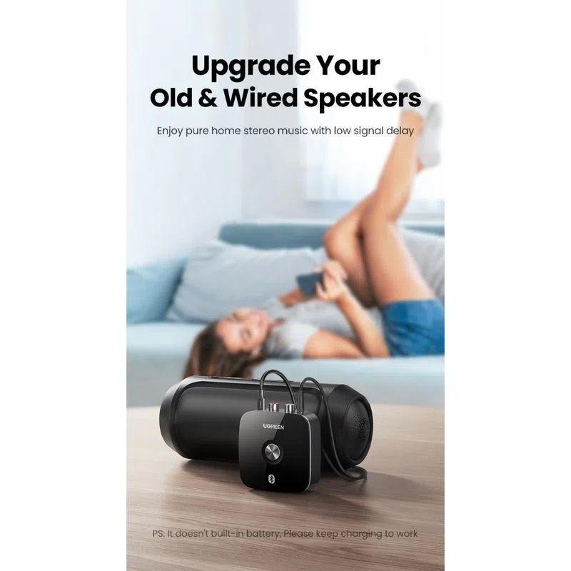 RECEPTOR BLUETOOTH 5.1 / 2RCA /AUX NEGRO UGREEN CM106-1