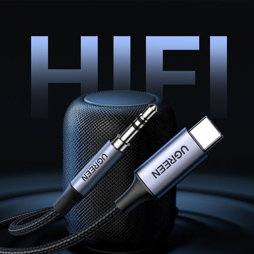 Cable Adaptador de Audio Plug 3.5mm a USB-C + Chip M/M 1 Metro Negro CM450-2