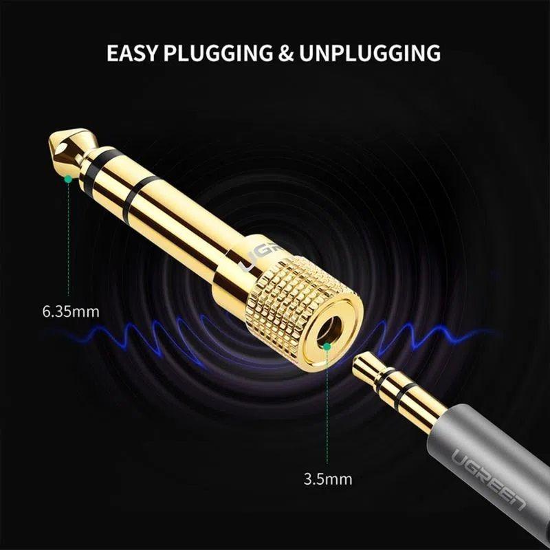 ADAPTADOR GOLD ESTEREO JACK 3.5MM H/M JACK 6.3MM UGREEN 20503-3