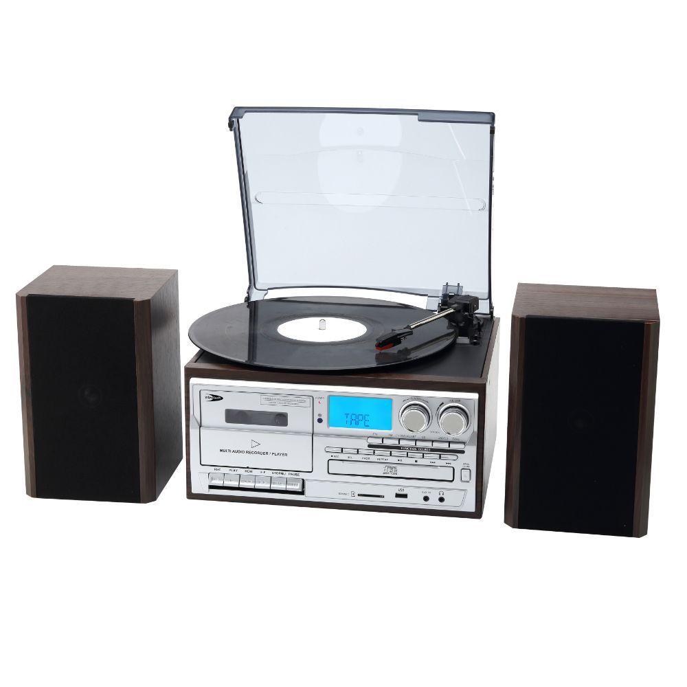 Tornamesa Bluetooth Con Cd Y Cassette + Parlantes Externos-1