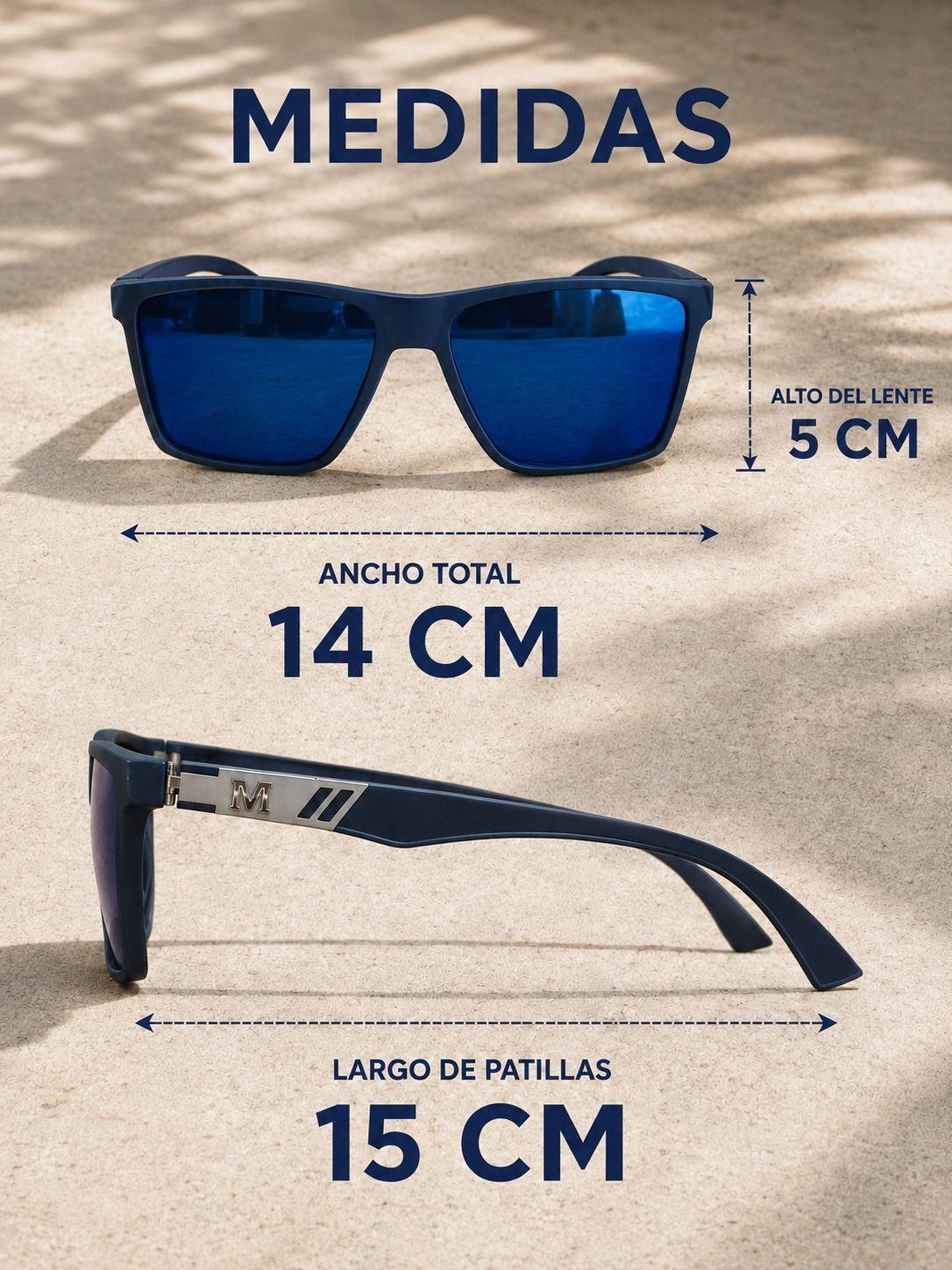 Lentes De Sol Hombre Espejado Azul Con Estuche Filtro Uv400-4