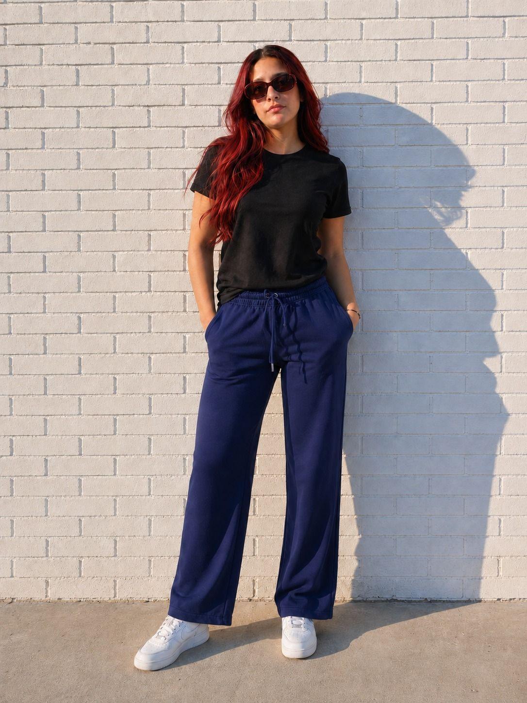 Pantalon De Buzo Recto Mujer Algodon Deportivo 240gr Ajustable-0