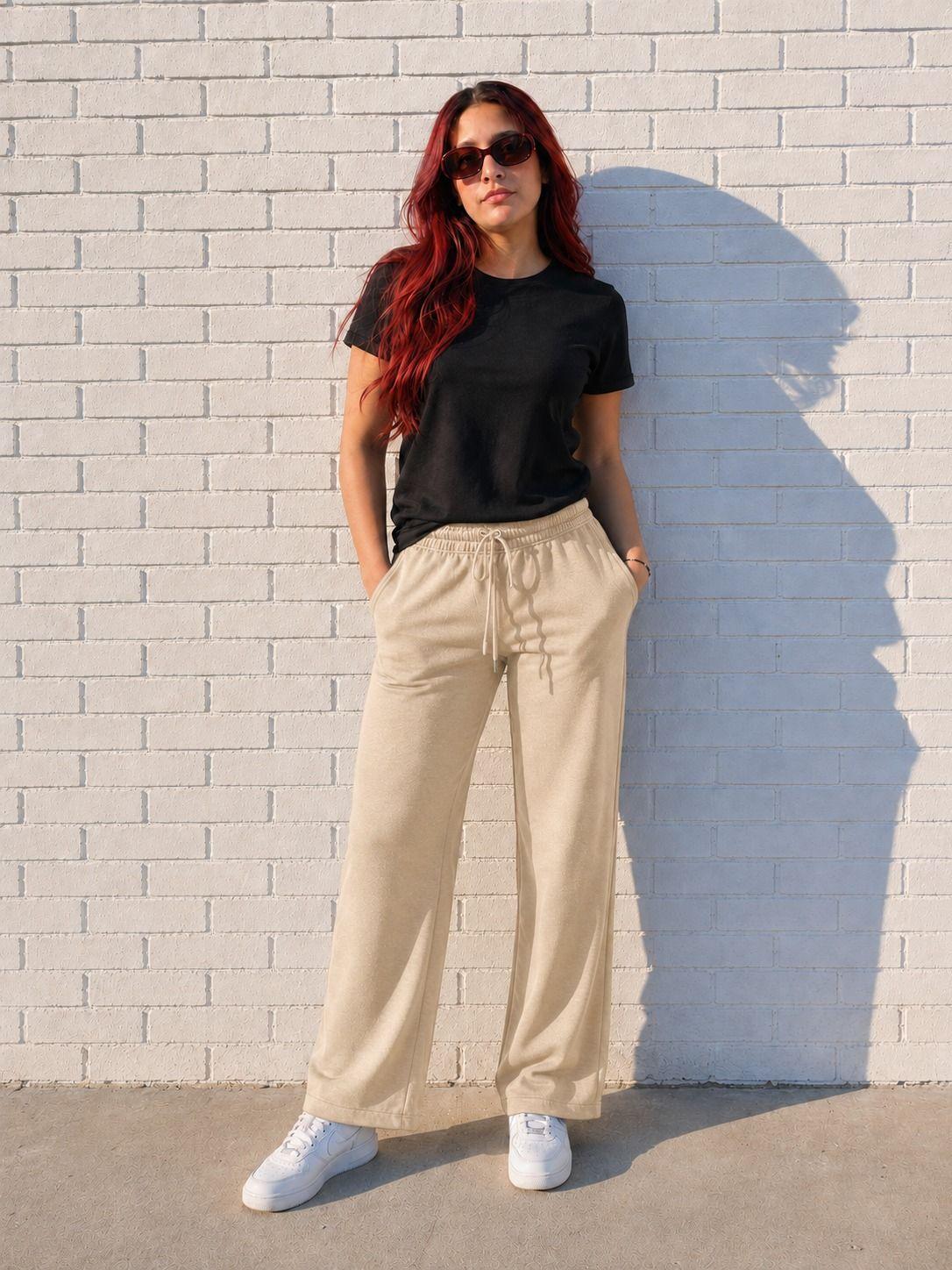 Pantalon De Buzo Recto Mujer Algodon Deportivo 240gr Ajustable-0