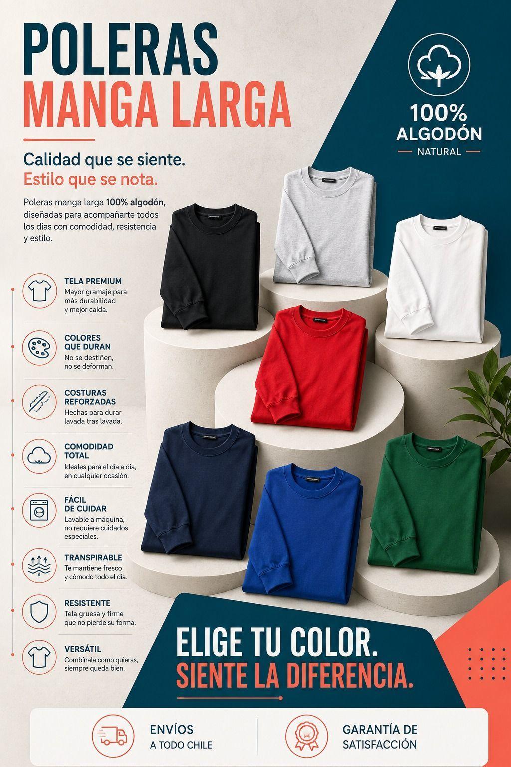 Polera Manga Larga Cuello Redondo Regular Fit Algod n Basica Lisa-5