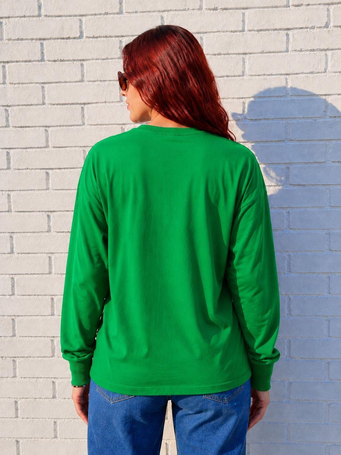 Polera Manga Larga Oversize De Mujer Cuello Redondo Basica Lisa-2