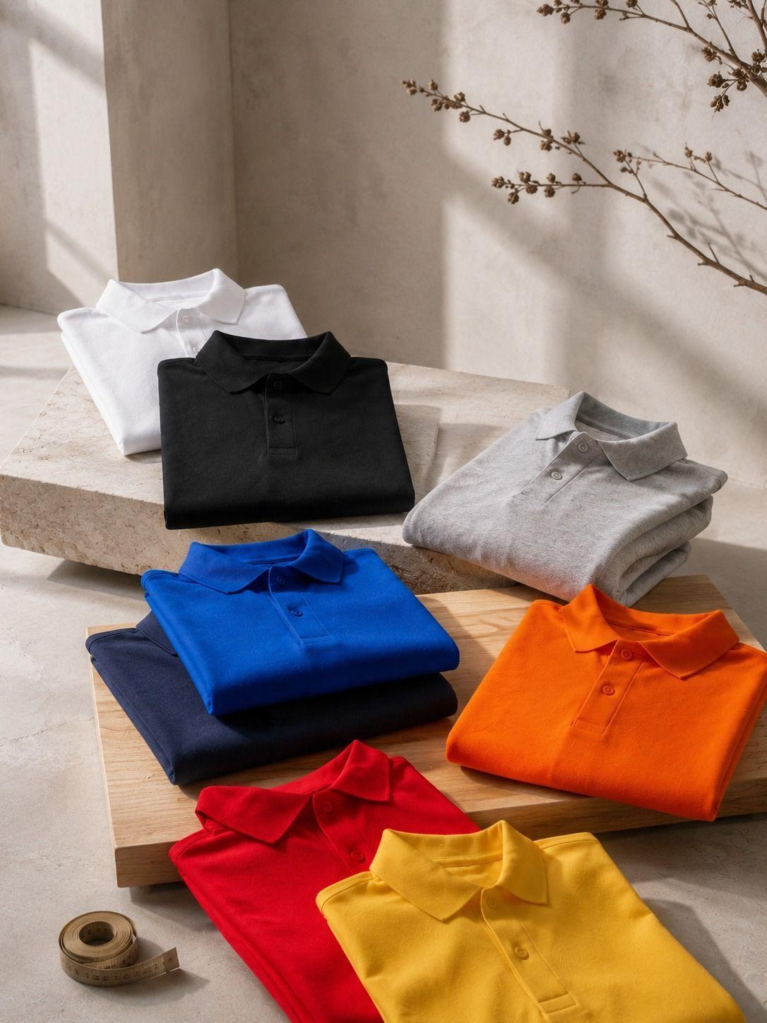 Polera Pique Manga Corta Regular Fit 240g Basica 60 40 Hombre-3