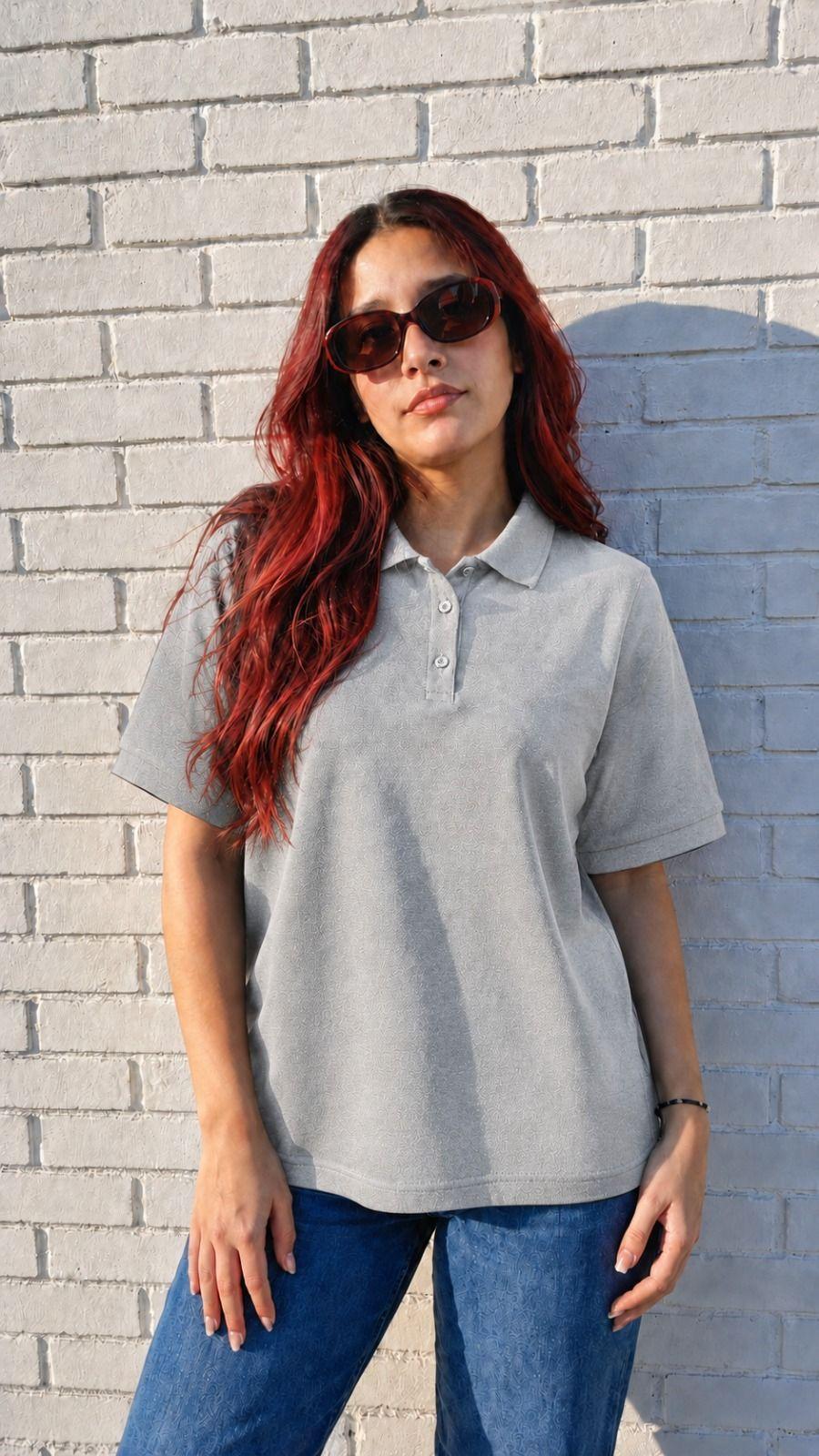 Polera Pique Oversize De Mujer Manga Corta 240g Basica 60 40-0
