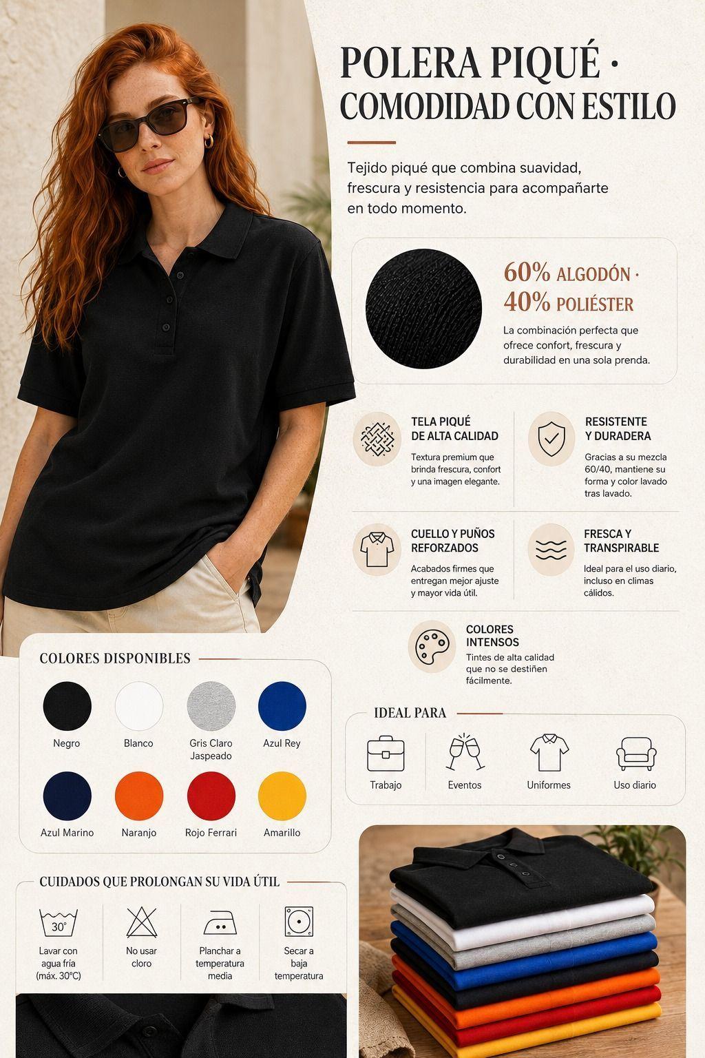 Polera Pique Oversize De Mujer Manga Corta 240g Basica 60 40-3