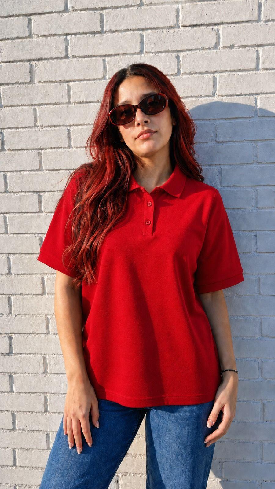 Polera Pique Oversize De Mujer Manga Corta 240g Basica 60 40-0