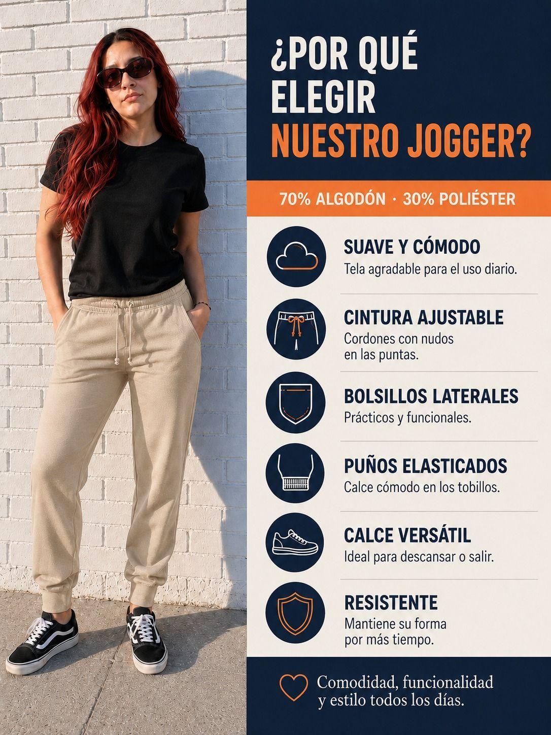 Pantalon De Buzo Con Pu o 240Gr Jogger De Hombre Basico Premium-3