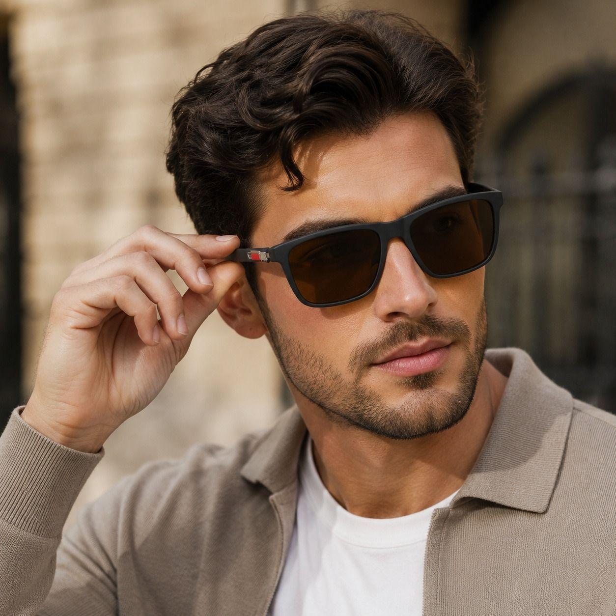 Lentes De Sol Clasicos Cafe Unisex Con Filtro Uv 400 Tr90-6