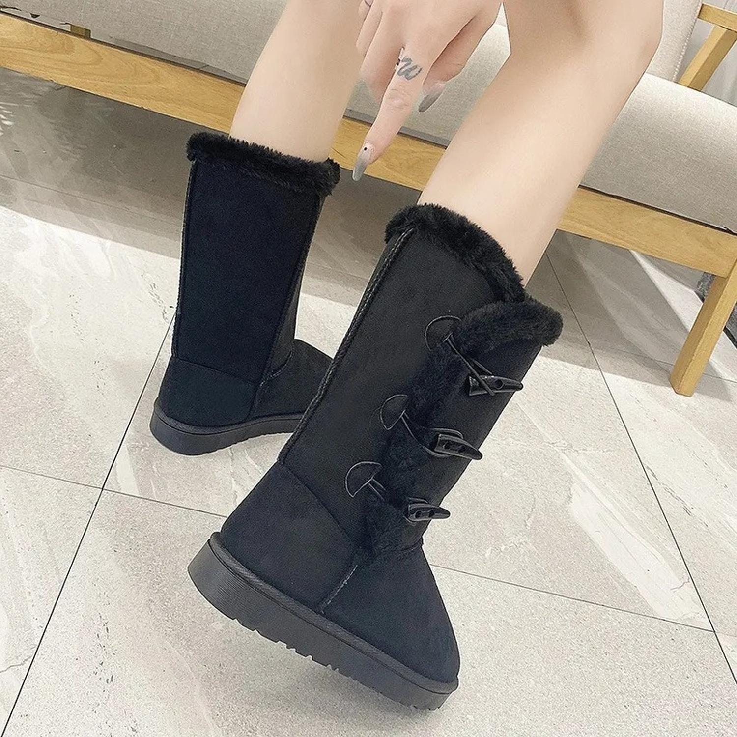 Botines Mujer Invierno Con Chiporro Abrigadores Negro - 7185-4