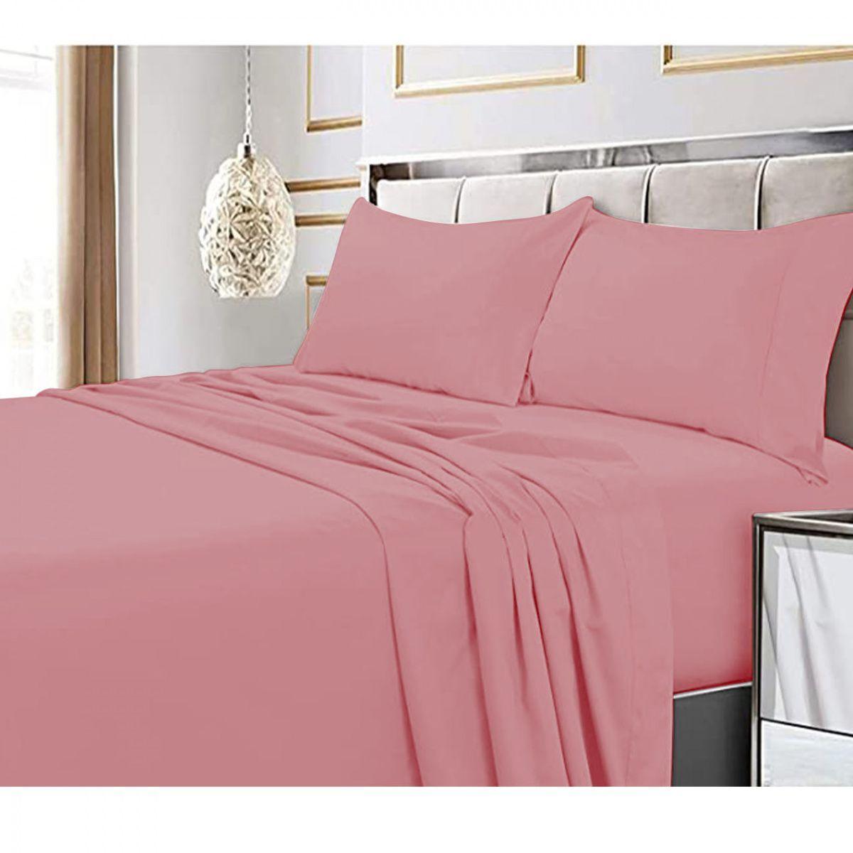 Juego De Sabana Premium Algodon 188 Hilos 2.0 Plazas Rosa-1