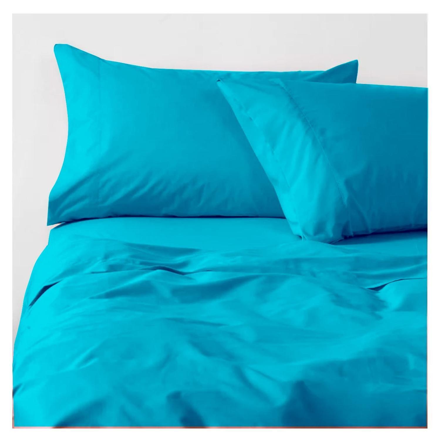 Sábanas 3000 Hilos 2.5 plazas Diseño Americano Turquesa-0