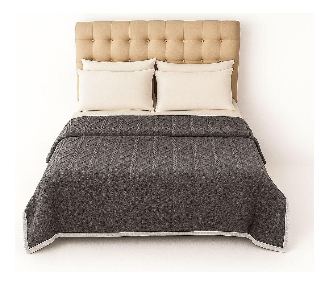 Frazada Sherpa gris oscuro 160x220 patrón geométrico doble faz dormitorio-4