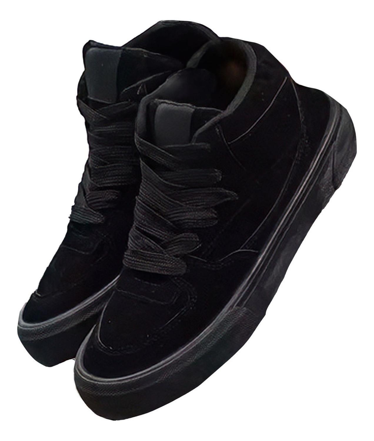 Zapatillas Hombre Modelo Skater Caña Alta Negro 7646-3