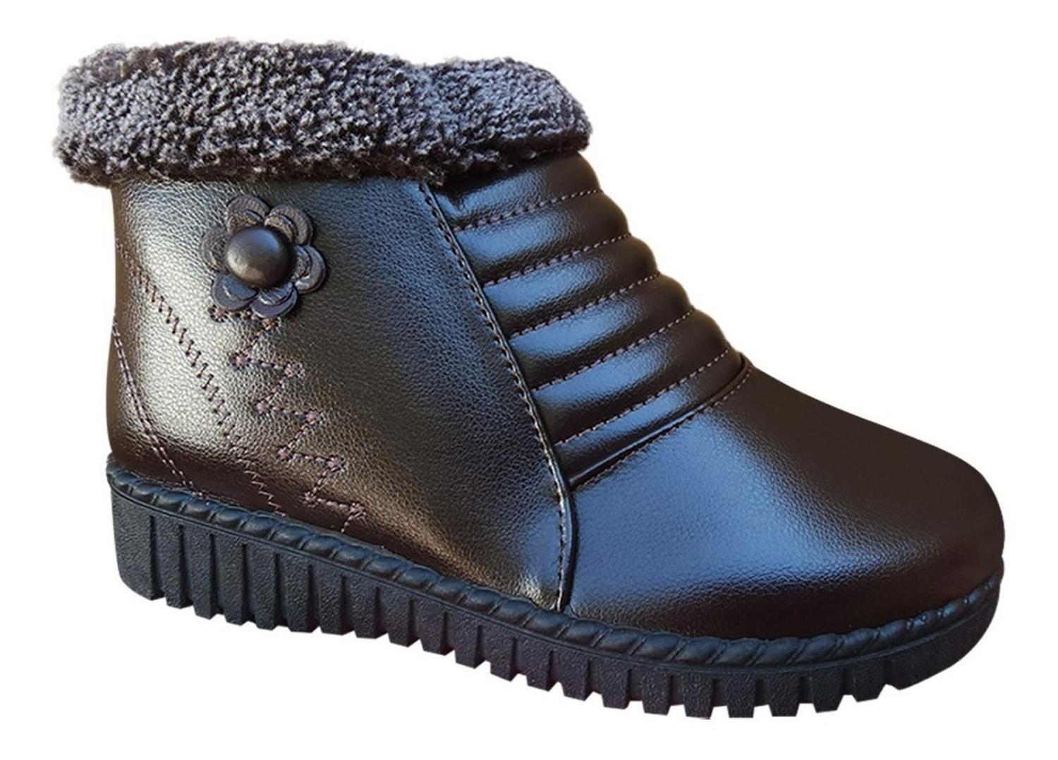 Zapato De Mujer Para Invierno Chiporro Adorno De Flor Marrón - 7153-1