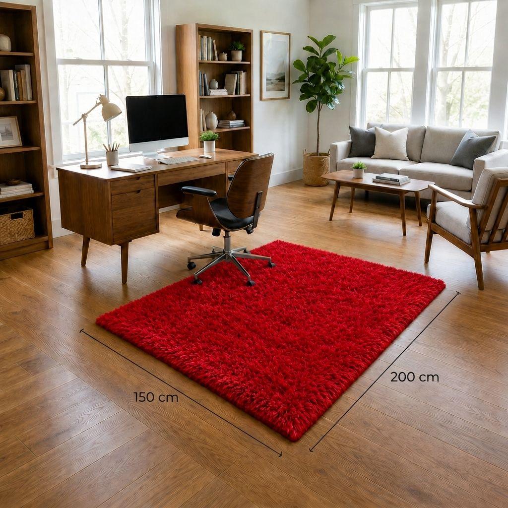 Alfombra Shaggy Roja 150x200 cm Poliéster Armonia Modelo 026-7