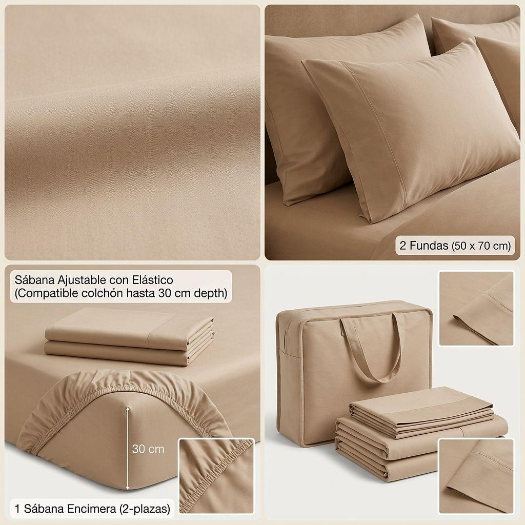 SABANAS 800 HILOS SIGNATURE BEIGE 2 PLAZAS 794-4