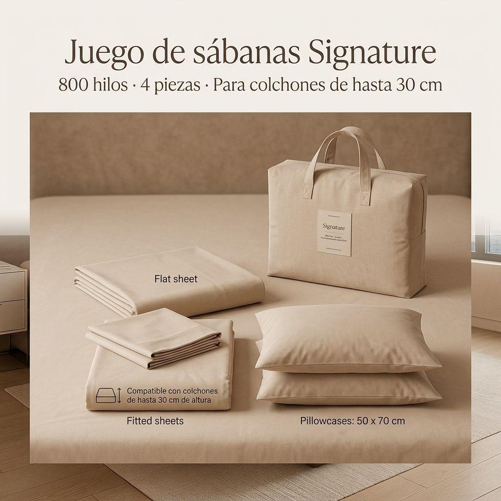 SABANAS 800 HILOS SIGNATURE BEIGE 2 PLAZAS 794-7